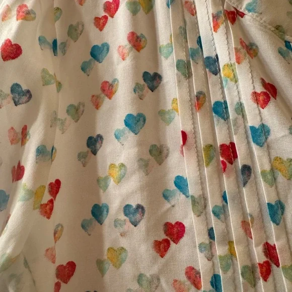 NWT Jane and Delancey Multicolor Heart Print Button Down Shirt Valentine’s Day - Picture 5 of 14